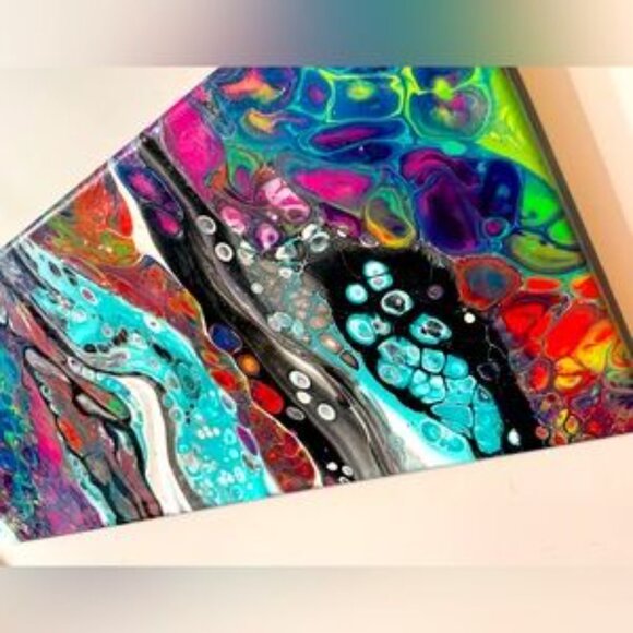 Original Acrylic “Rainbow Rivers” Painting Wall Art - Picture 4 of 5